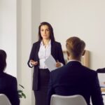 Serious,Woman,Who,Is,Defense,Lawyer,Representing,Defendant,Or,Plaintiff during litigation