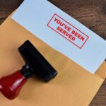 Red,Handle,Rubber,Stamper,And,You've,Been,Served,Text,Above